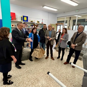 El presidente, Gerardo Álvarez Courel, durante la visita al Sagrado Corazón