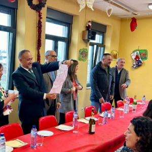 El presidente, Gerardo Álvarez Courel, durante la visita al Sagrado Corazón
