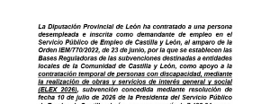 La Diputación de León contrata a una persona desempleada para el Centro de Atención Especializada Residencia Santa Luisa